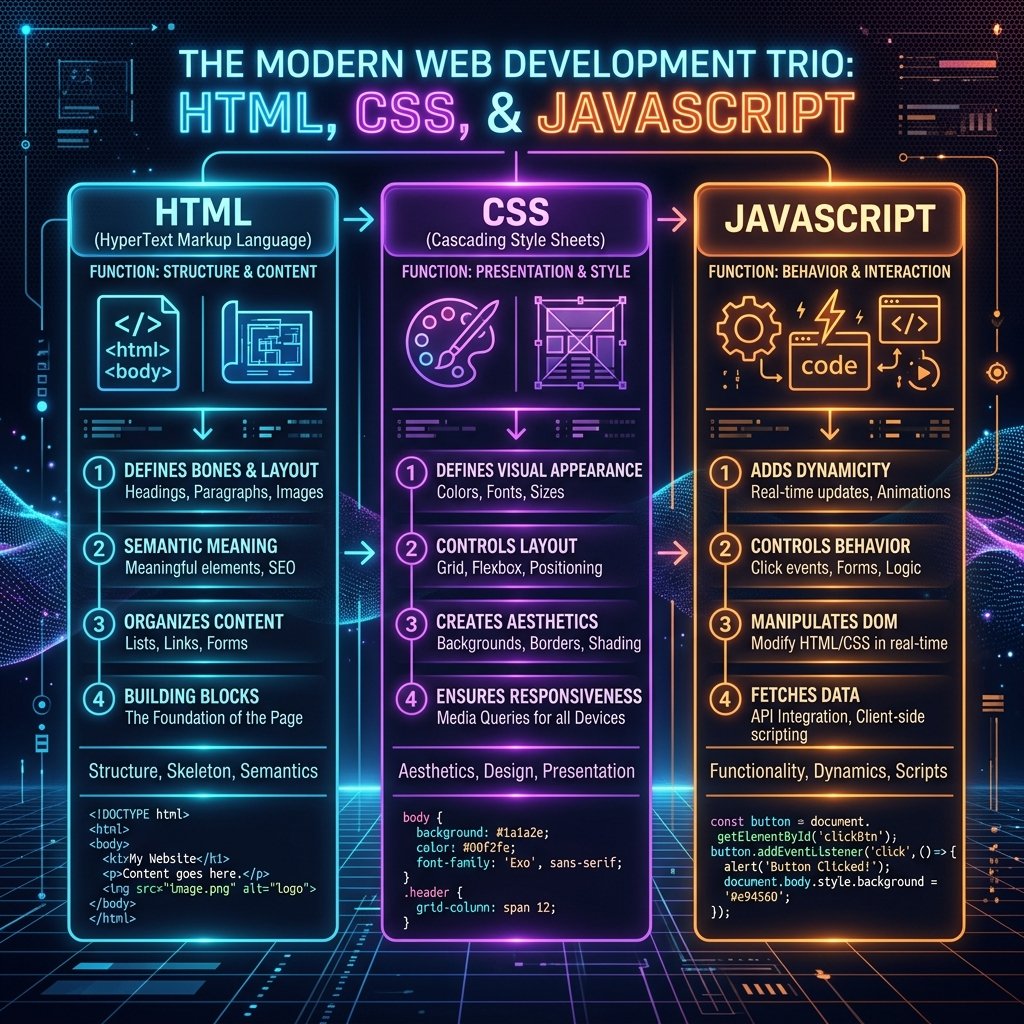 A Tríade da Web Moderna: HTML, CSS e JavaScript